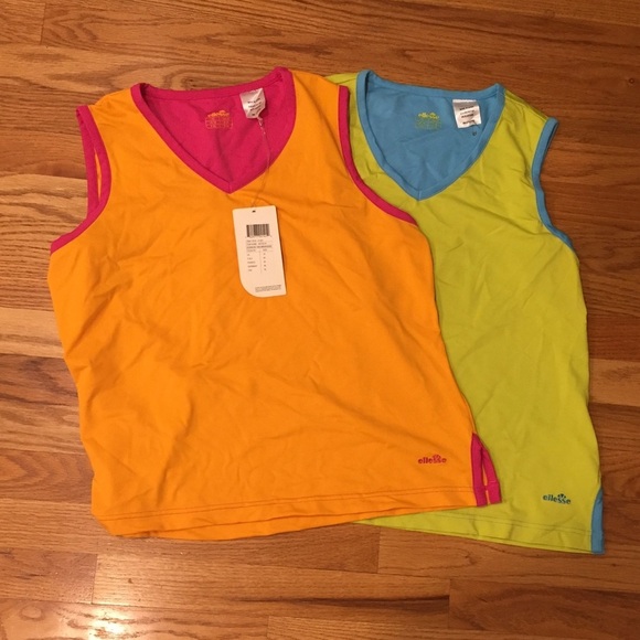 ELLESSE V-Neck Sleeveless Sports Top  orange & pink XL NWT - Picture 1 of 7